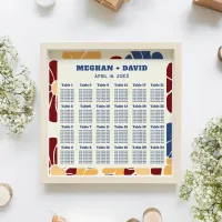 Retro Groovy Boho Chic Floral Wedding Seating Poster