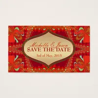 Orange Bohemian Save the Date Business Card sized 