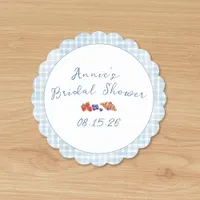 Elegant Blue Gingham Picnic Brunch Bridal Shower Paper Coaster