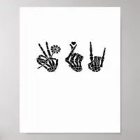 Peace And And Roll Skeleton Hands Classic Poster