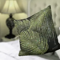 Jewel Palm Leaf Wedding Green ID830  Throw Pillow