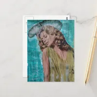 Retro lady Mixed media collage Postcard