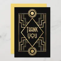 Black and Gold Art Deco Photo Thank You Card