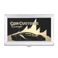 Modern Luxurious Black and Gold engraved-style Car Business Card Case