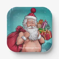 Funny Dirty Santa Christmas Collection Paper Plates