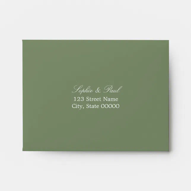 Sage Green Self Addressed RSVP Envelope