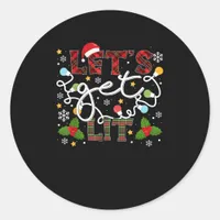 Let's Get Lit Drinking Santa Christmas Lights Classic Round Sticker