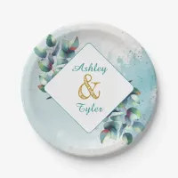 Watercolor Eucalyptus Botanical Wedding   Paper Plates