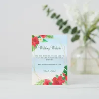 Tropical Floral and Gold Beach Wedding Website Enc Enclosure Card