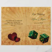 Rustic Vegas Emerald Green folded Wedding program