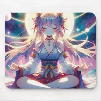 Namaste Anime Girl Meditating Mouse Pad