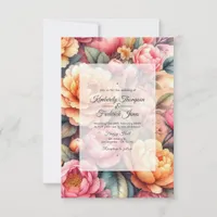 Peach Fuzz Floral Wedding Invitation