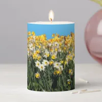 Stunning Two-Tone Daffodils Floral Photography Pillar Candle