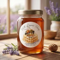 Watercolor Rustic Golden Honey Bee Comb  Classic Round Sticker