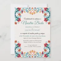 Fiesta Elegant Colorful Floral Spanish Wedding Invitation