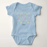 Cute stars with faces in pastel colors   baby bodysuit