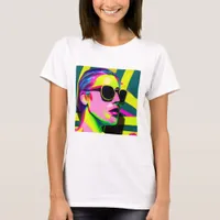 Cool Hipster Lady in Sunglasses Modern Art T-Shirt