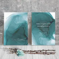 Ink Flow Wedding Teal ID762 Invitation