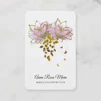 *~* AP32  Pink Lotus Butterfly  Flower Logo Zen QR Business Card