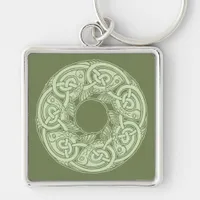 Celtic Knotwork Fish Design in Green Keychain