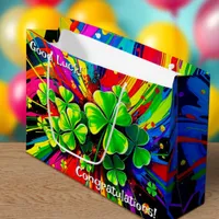 [Shamrock Splash] Rainbow Colors Paint Splatter Large Gift Bag