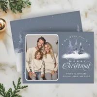 Merry Christmas Winter Woodland Family Photo Holiday Card