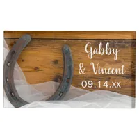 Horseshoe and Veil Country Western Wedding Table Card Holder
