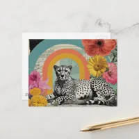 Black and White Cheetah Collage Postcard