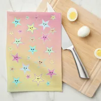 Cute stars with faces in pastel colors       kitchen towel