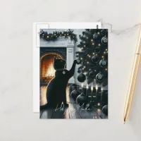 Happy Yule Black Cat Postcard