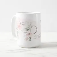 Delicate Blush Pink Rose Monogram Letter P Coffee Mug