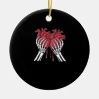 Funny Valentine Skeleton Heart Hands Classic Style Ceramic Ornament