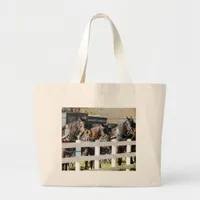 A Line of Amish Horses Large Tote Bag