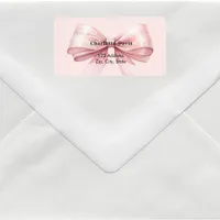 Pink bow return address  label