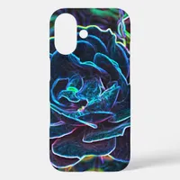 Swirly Blue Neon Rose Case-Mate iPhone Case