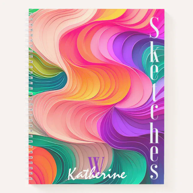 Multicolor paper waves sketchbook notebook