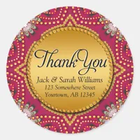 Red Gold Bohemian Thank You Sticker