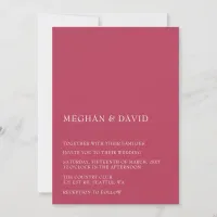 Magenta Simple Elegant Modern Wedding  Invitation