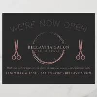 Rose Gold Circle Salon Logo We're Now Open Flyer