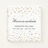 Guest book memorial white gold hearts