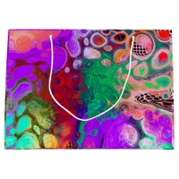 Red, Green, Purple Colorful Digital Fluid Art   Large Gift Bag