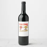Tis The Season Christmas Retro Characters Wine Label