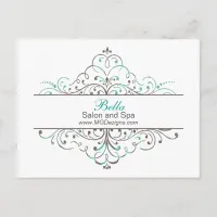 Aqua Flourish Personalized Business Stationery Postcard