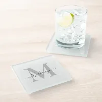 Personalize Monogram Initial Name Glass Coaster