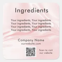 Blush silk product ingredient list qr code label