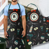 Barber Shop Custom Logo Template Fun Retro Black Apron