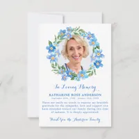 Forget Me Not Flowers Photo Sympathy Funeral Thank You Card