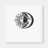Whimsigoth Watercolour Sun Moon Witchy Classic Magnet