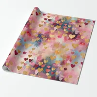 Valentine's Day Abstract Gold Color Hearts Wrapping Paper