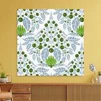 Art Nouveau Slate & Green–Vintage Floral Scallop  Canvas Print
